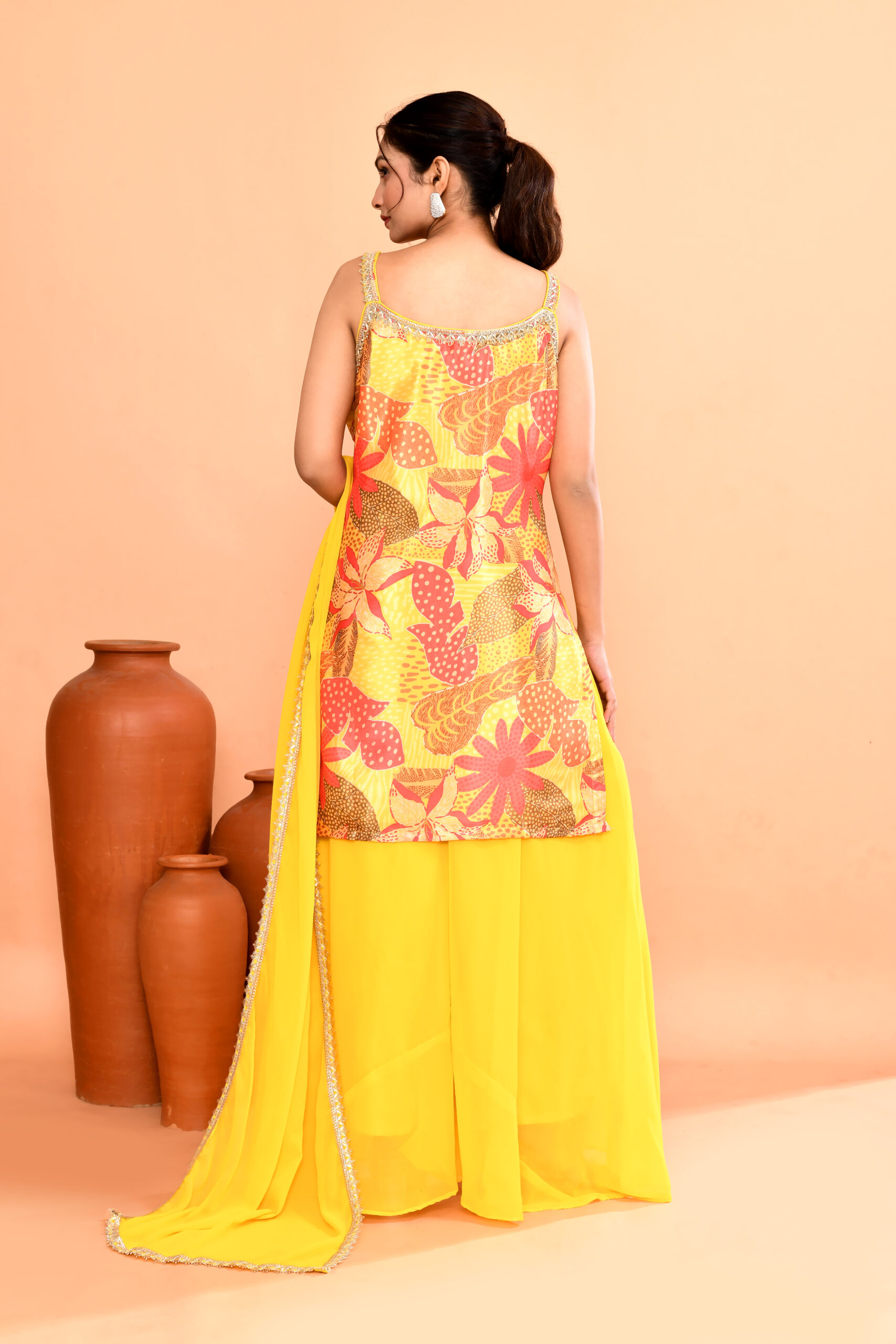 Yellow Designer Sharara Set - Image 3