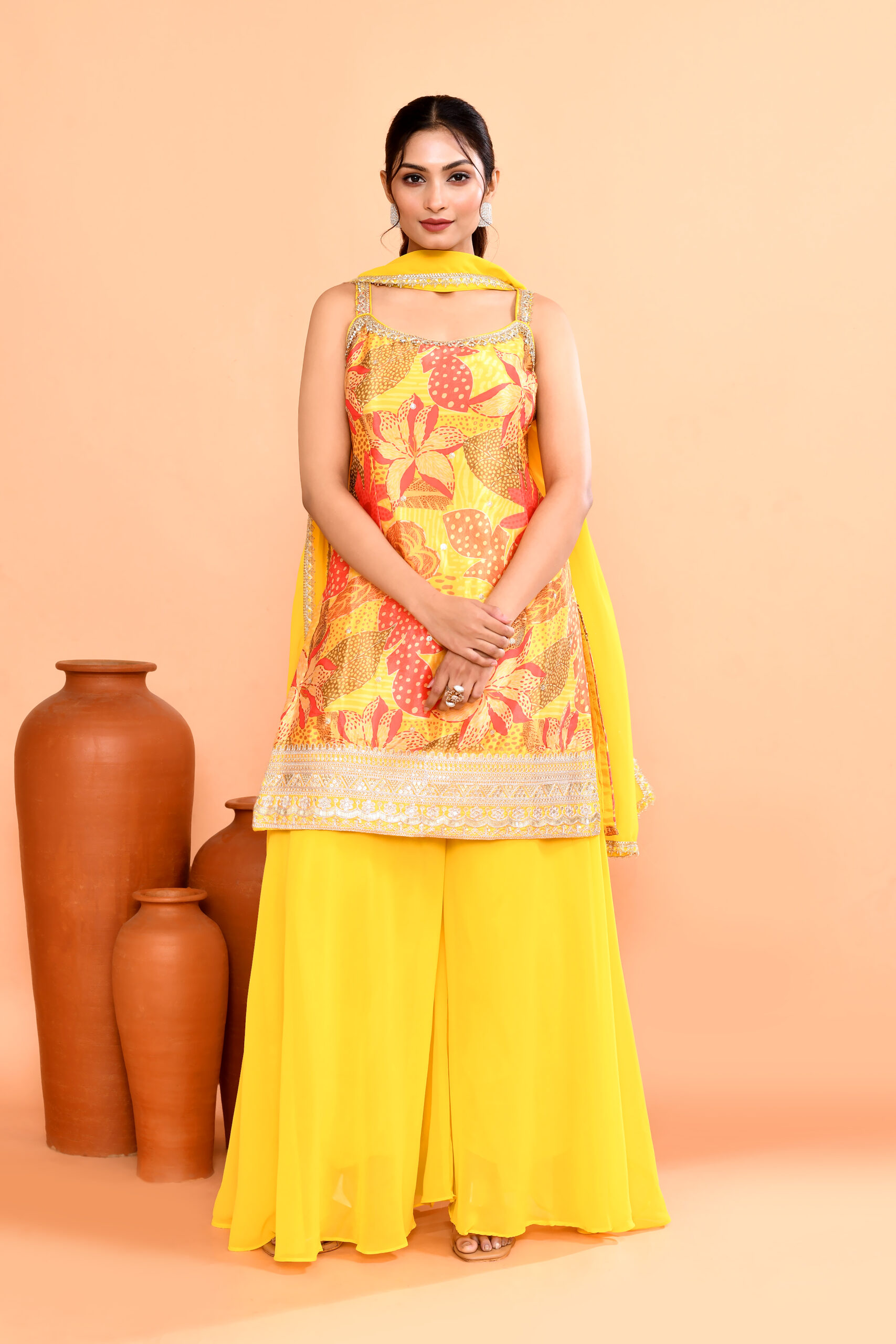 Yellow Designer Sharara Set