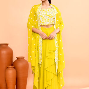 Yellow Three Piece Indo-Western Set