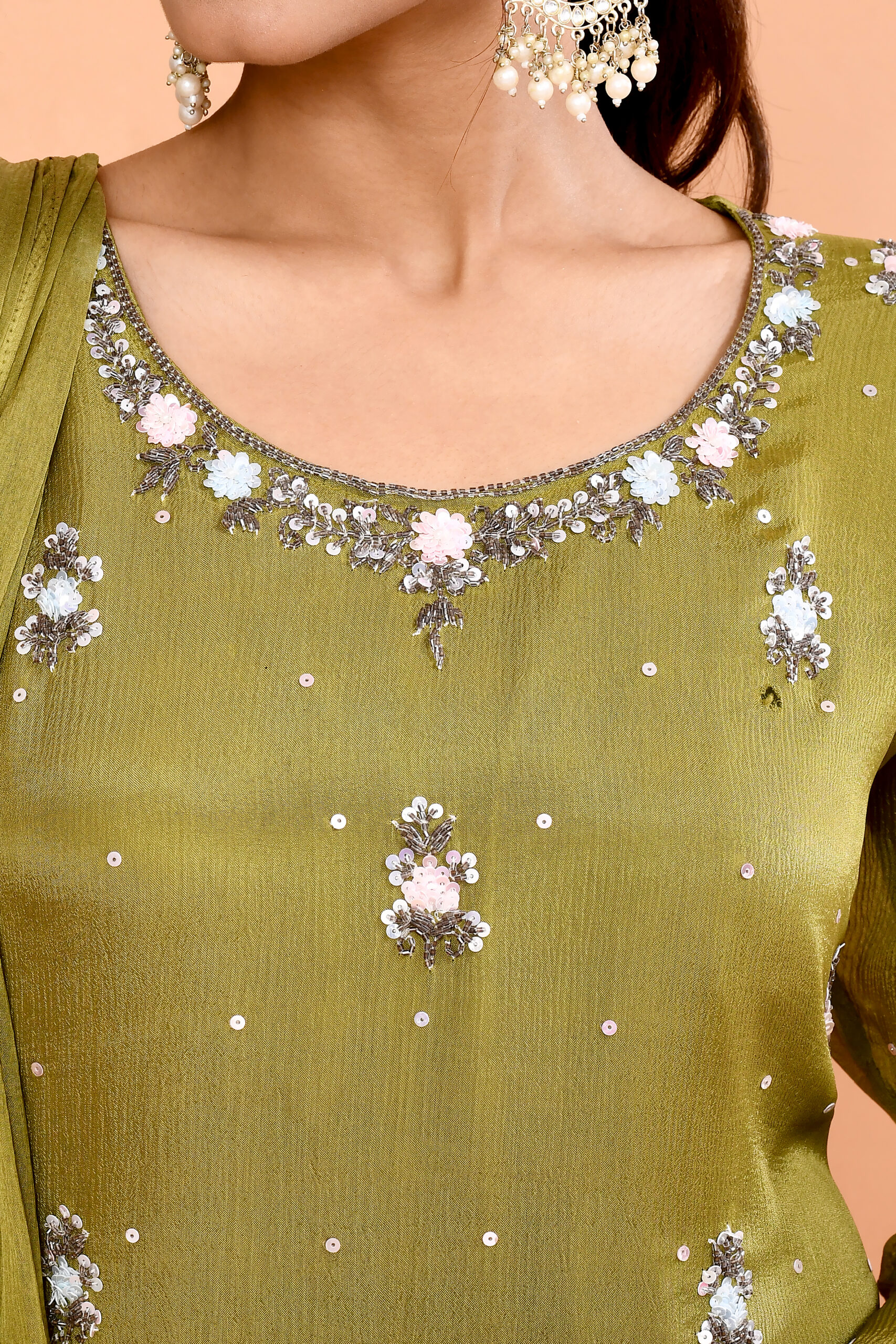 Olive Green Sharara Suit Set - Image 5