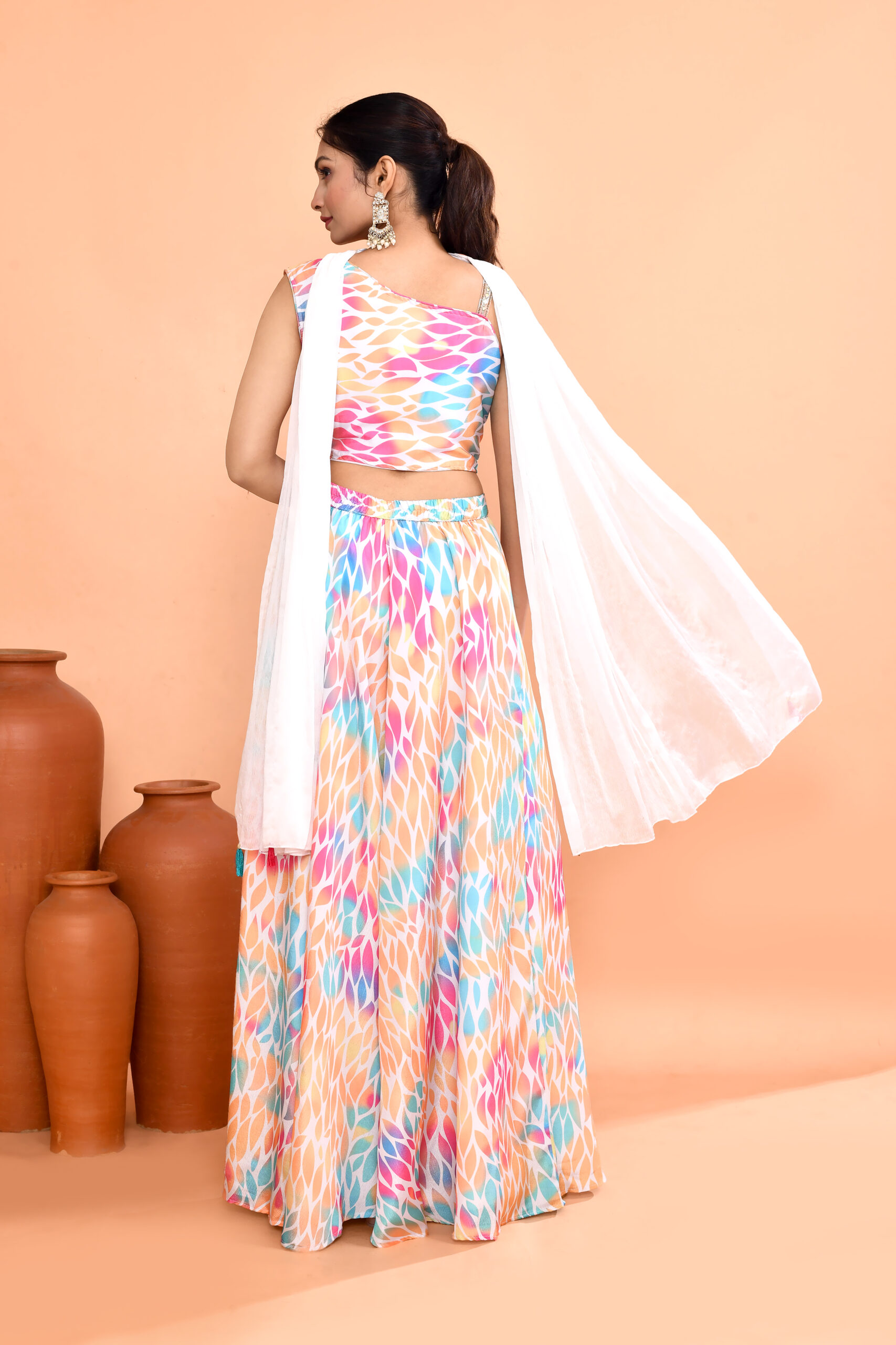 Multicolored Lehenga Choli Set With Dupatta - Image 3