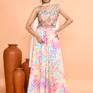 Multicolored Lehenga Choli Set With Dupatta