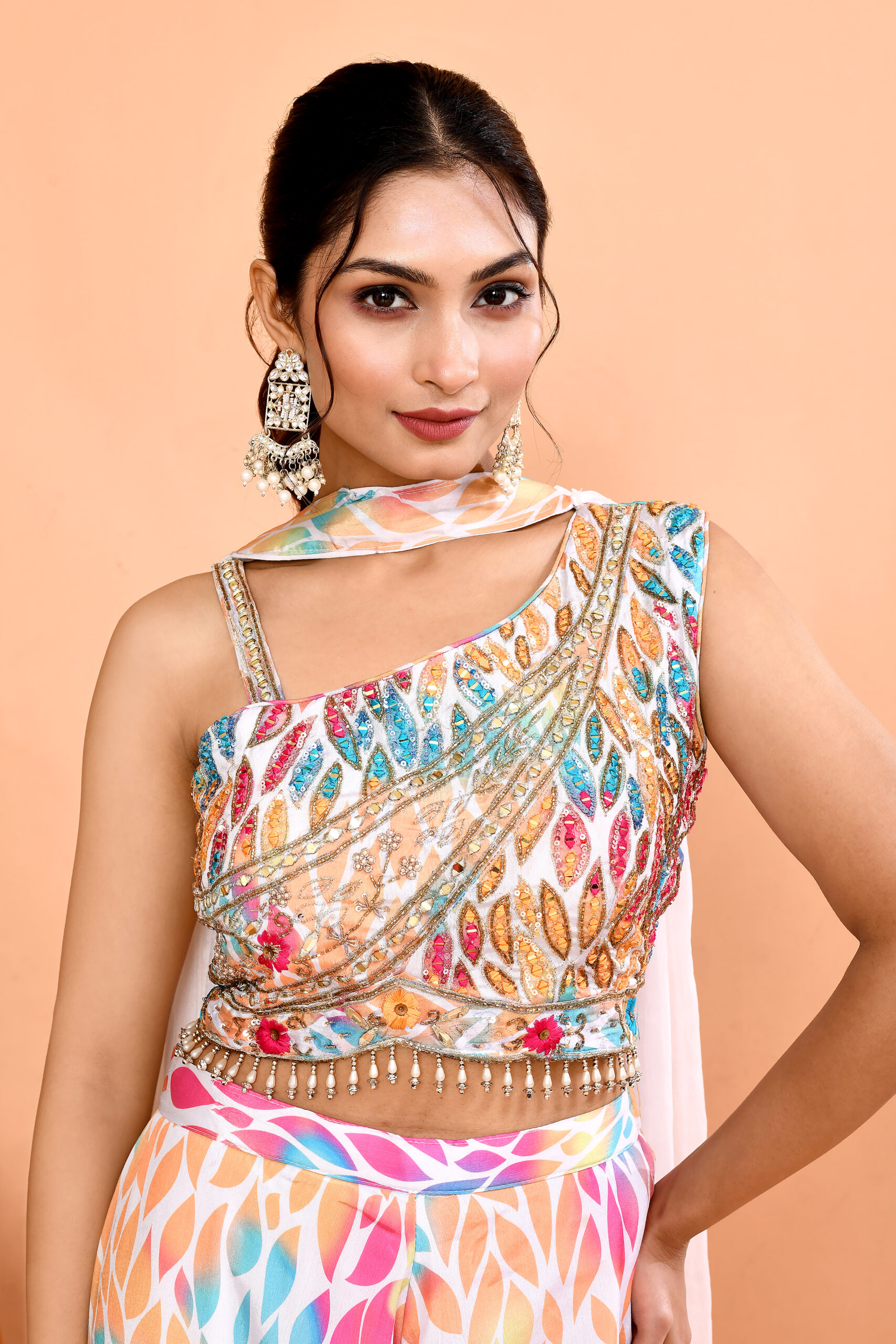 Multicolored Lehenga Choli Set With Dupatta - Image 4
