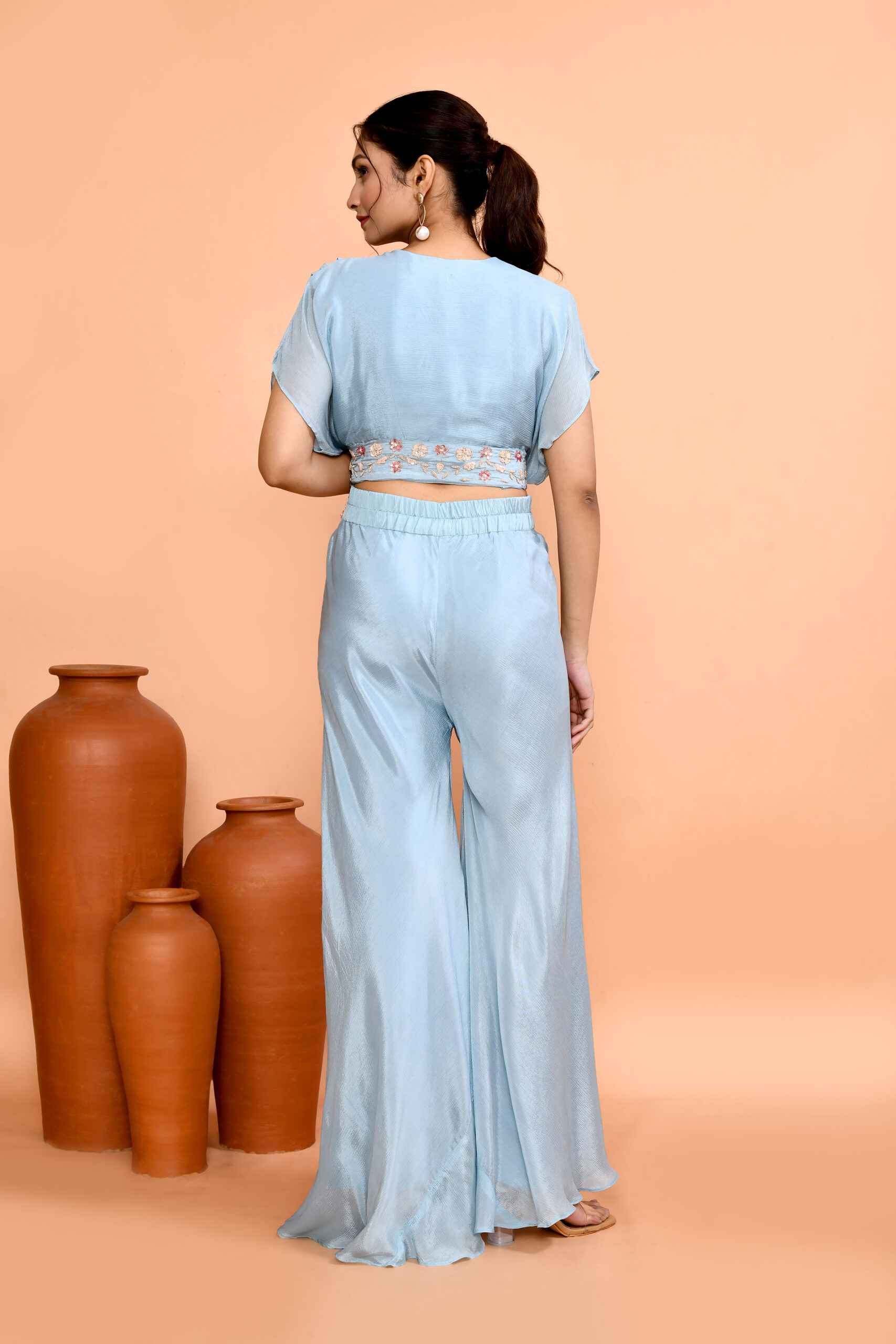 Powder Blue Indo-Western Two-Piece Set - Image 3