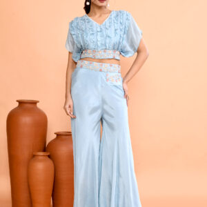 Powder Blue Indo-Western Two-Piece Set