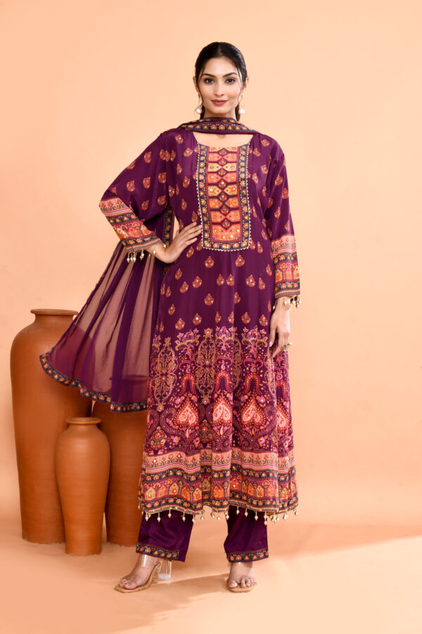 Purple Anarkali Suit Set