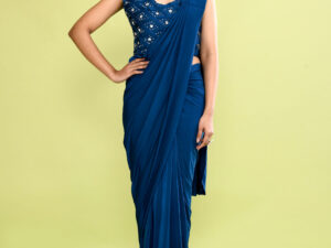 Royal Blue Pre-Draped Saree