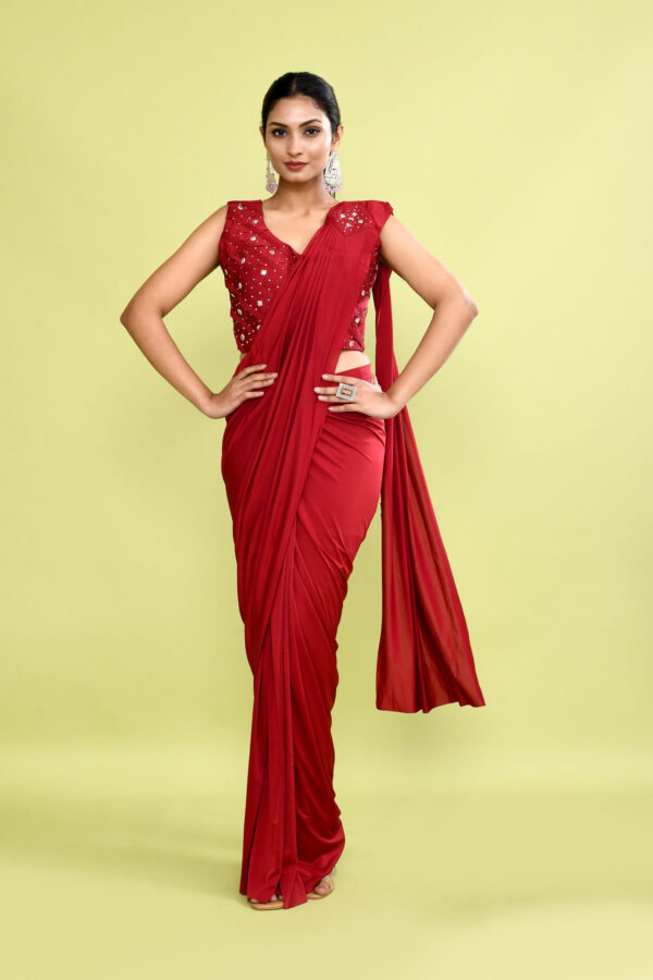 Ruby Drape Luxe Saree Gown