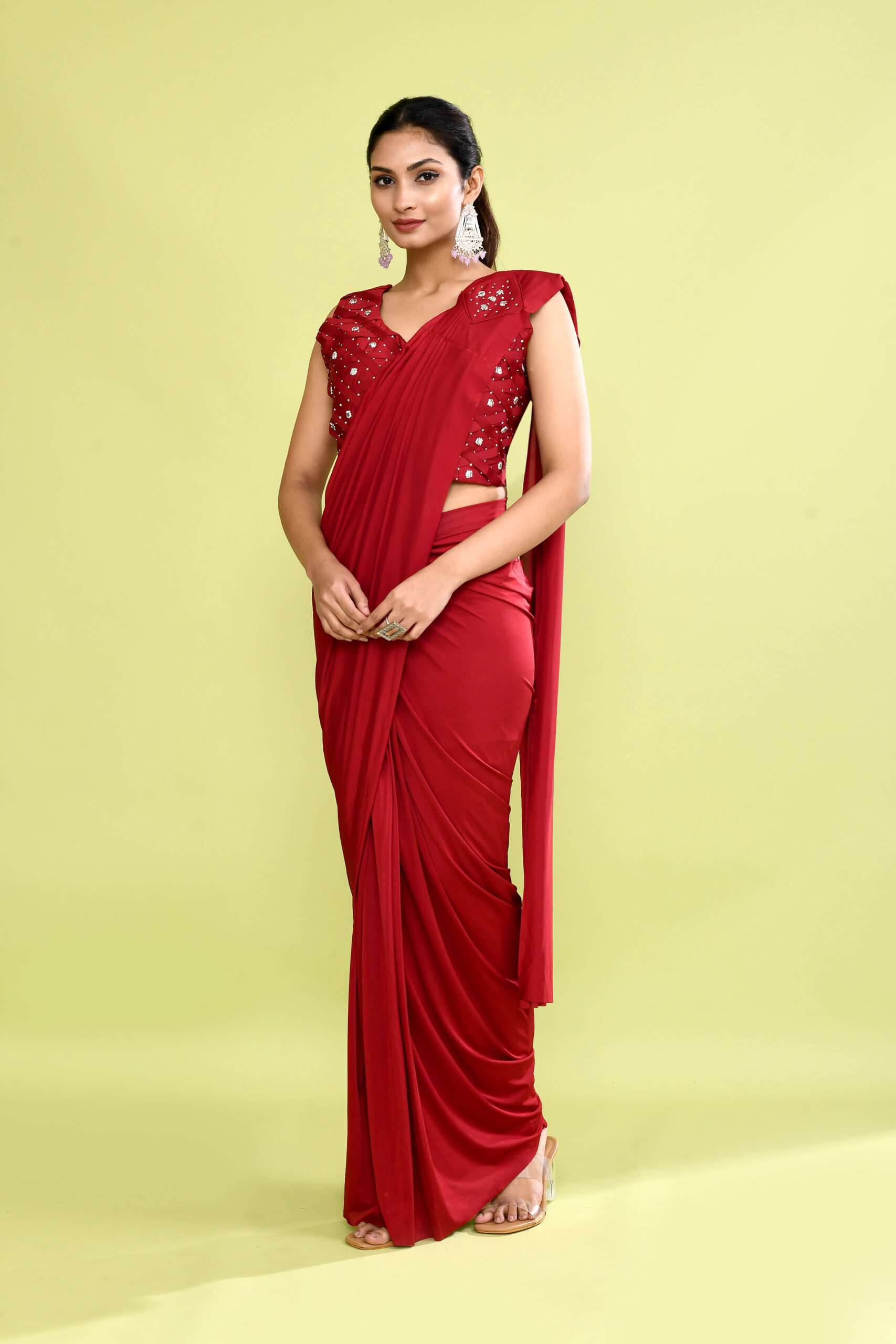 Ruby Drape Luxe Saree Gown - Image 2