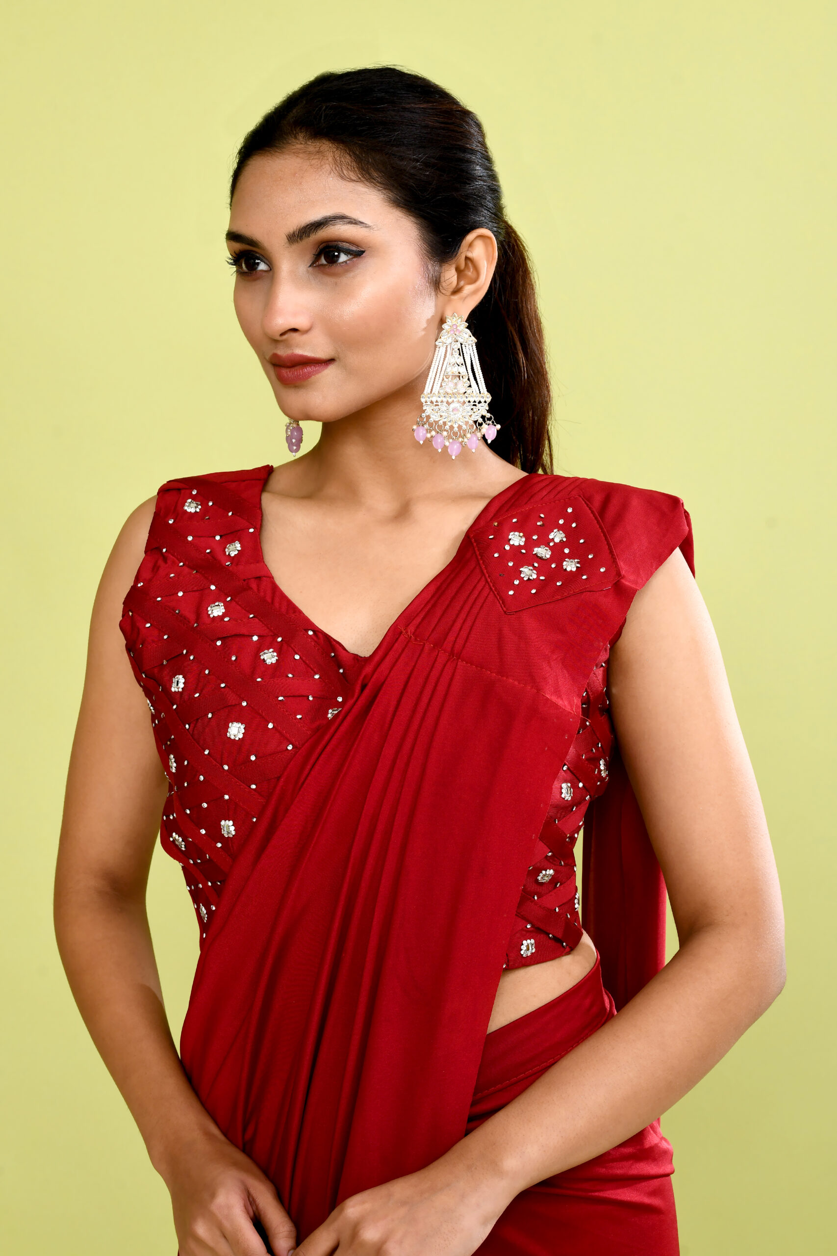 Ruby Drape Luxe Saree Gown - Image 4