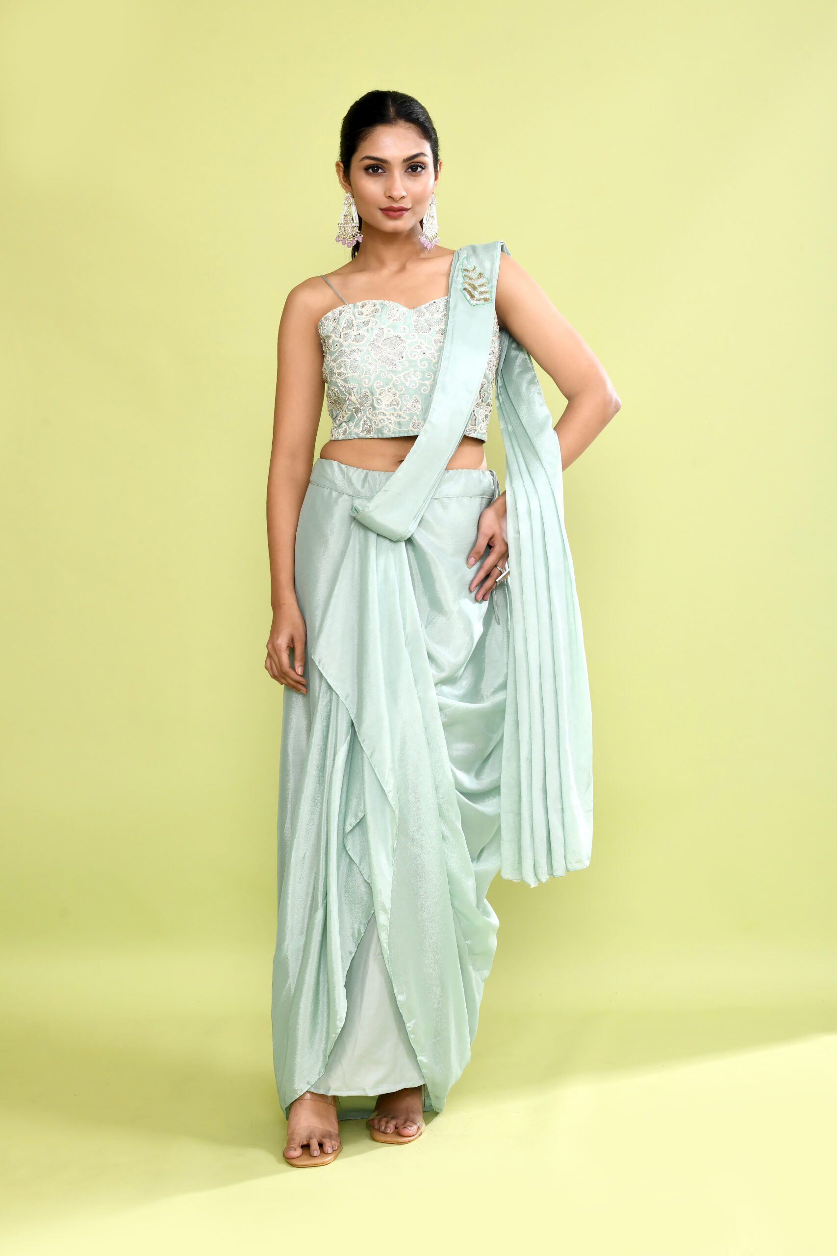 Fresh Pistachio Drape Saree