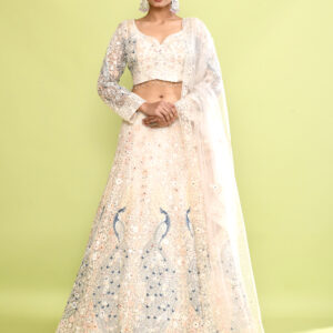 White Peacock Design Lehenga Choli