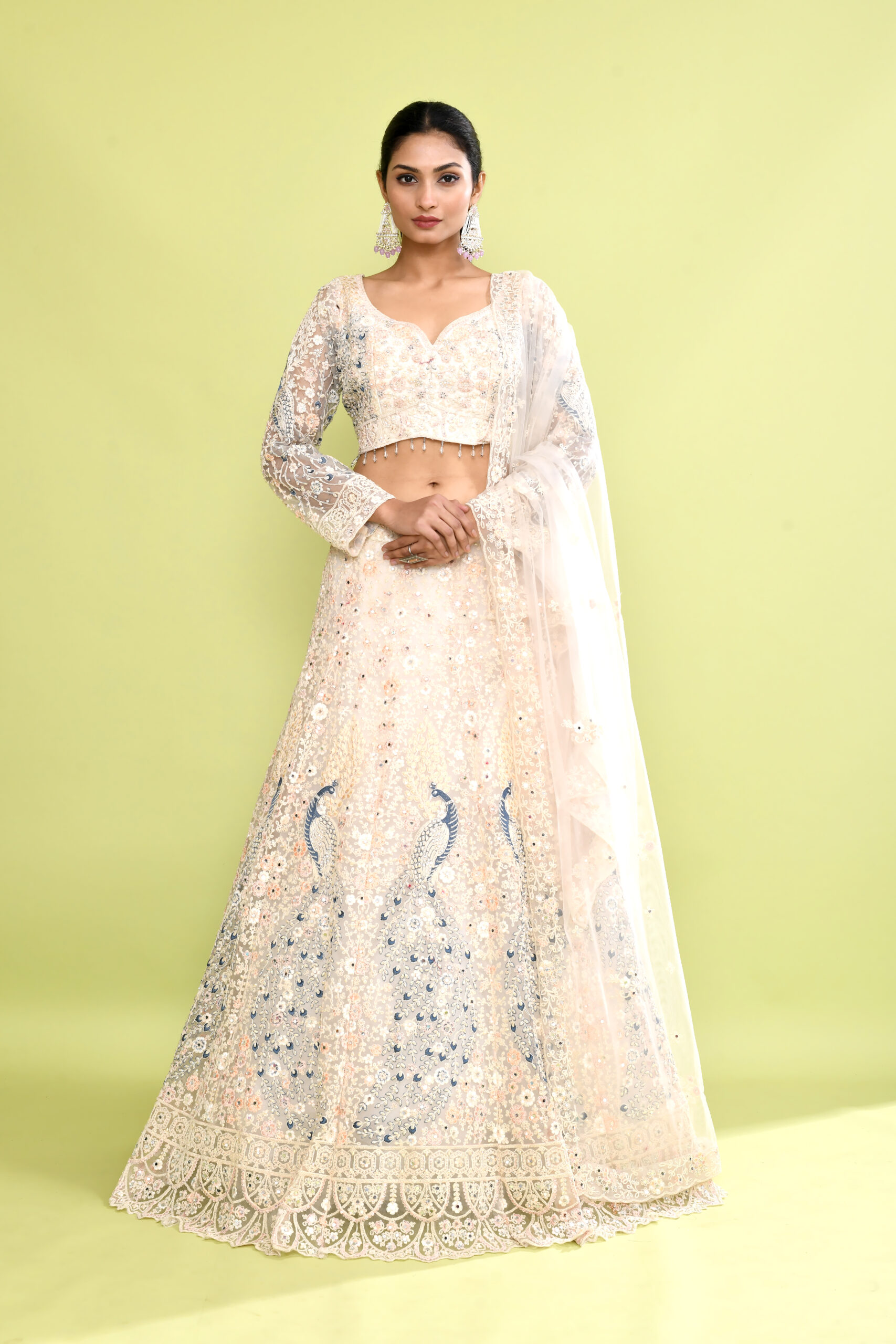 White Peacock Design Lehenga Choli