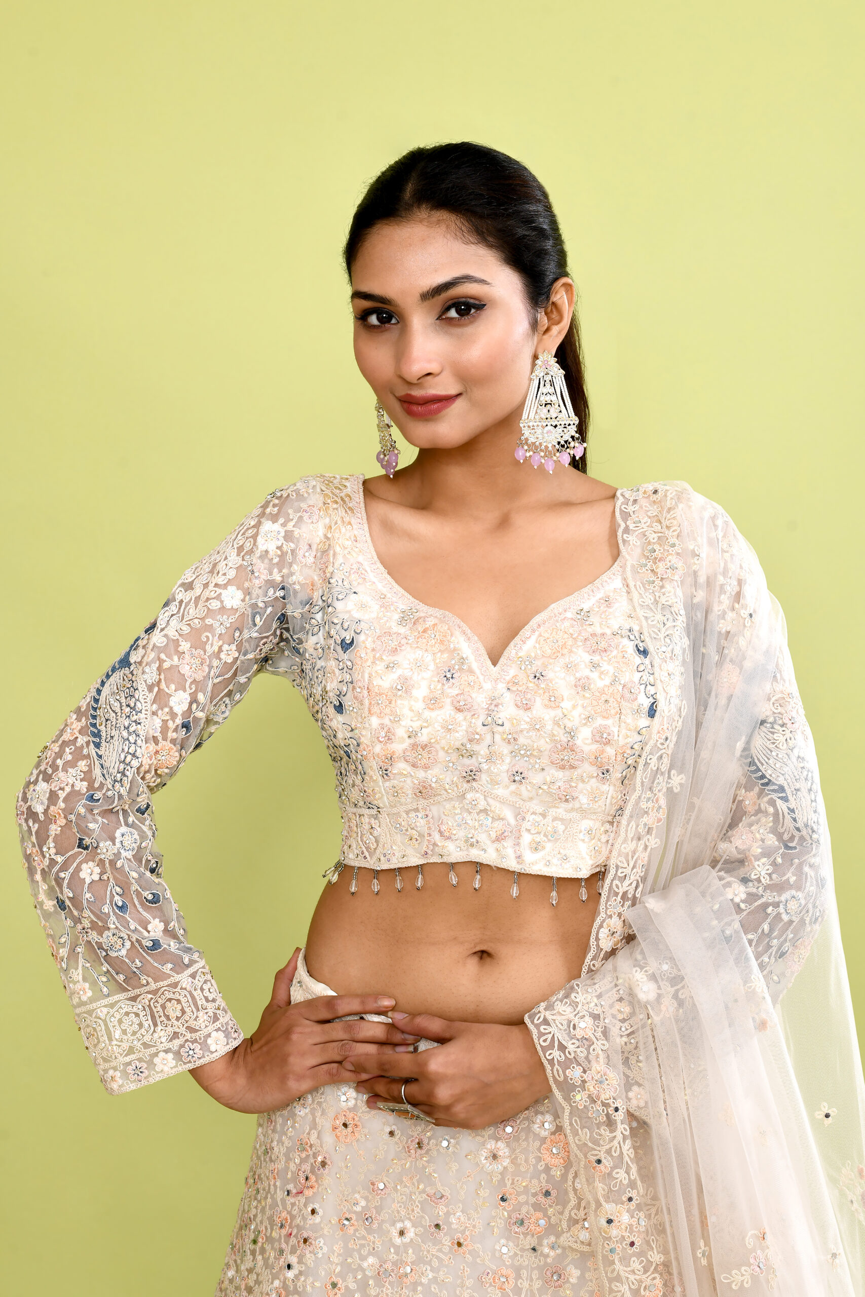 White Peacock Design Lehenga Choli - Image 4