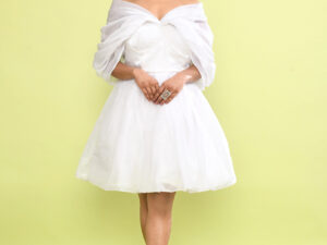 White Off-Shoulder Flared Mini Dress