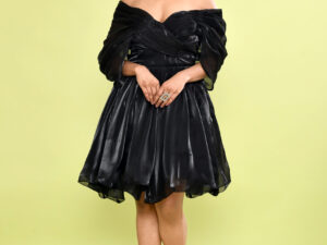 Black Off Shoulder Organza Flared Mini Dress for Women | Elegant Party Cocktail Dress
