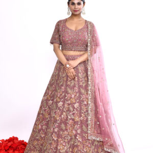 Pink Heavy Embroidered Bridal Lehenga Choli with Dupatta for Women | Designer Wedding Lehenga Set