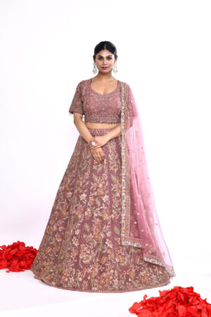 Pink Heavy Embroidered Bridal Lehenga Choli with Dupatta for Women | Designer Wedding Lehenga Set