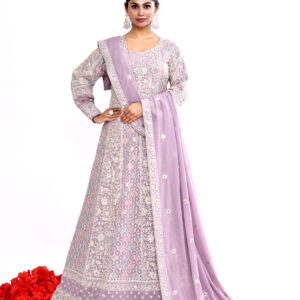 Lavender Embroidered Anarkali Suit with Dupatta