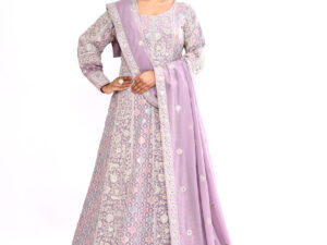 Lavender Embroidered Anarkali Suit with Dupatta