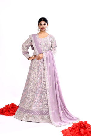 Lavender Embroidered Anarkali Suit with Dupatta