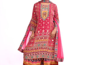 Red Printed Kurta Palazzo Set with Dupatta for Women | Ethnic Festive Straight Kurta Set