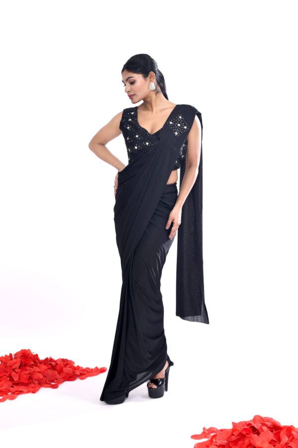 Black Drape Saree