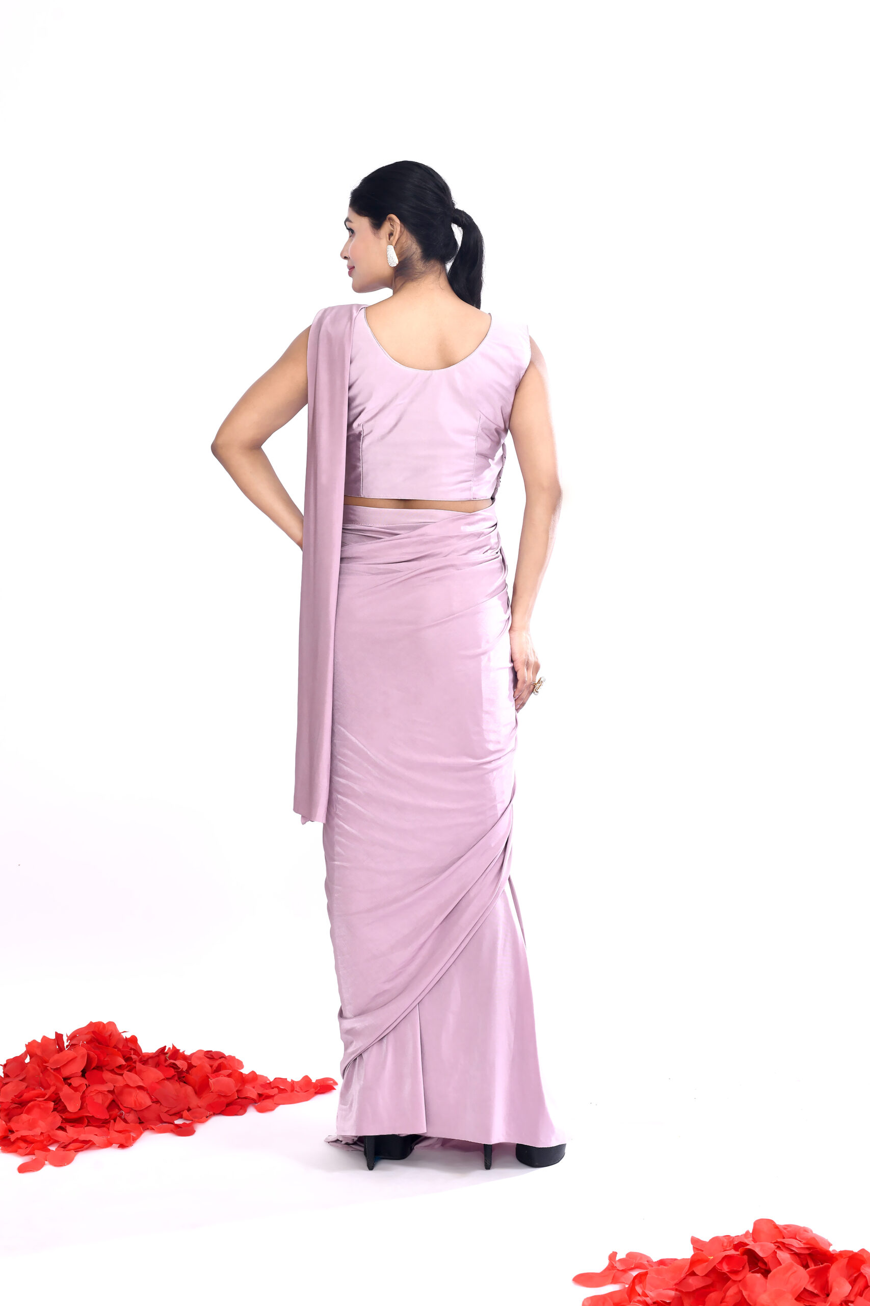 Lavender Mist Drape Saree - Image 4