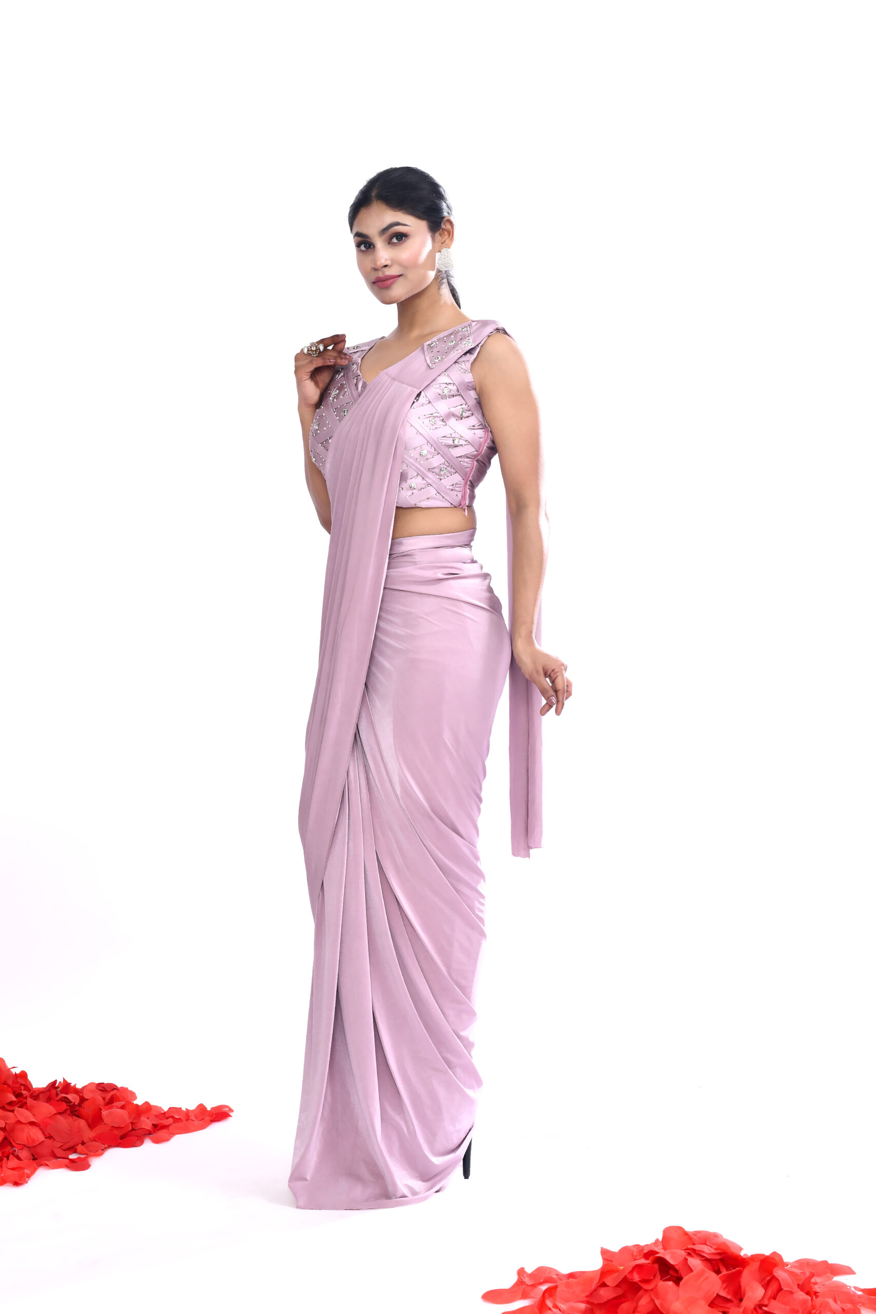 Lavender Mist Drape Saree - Image 2