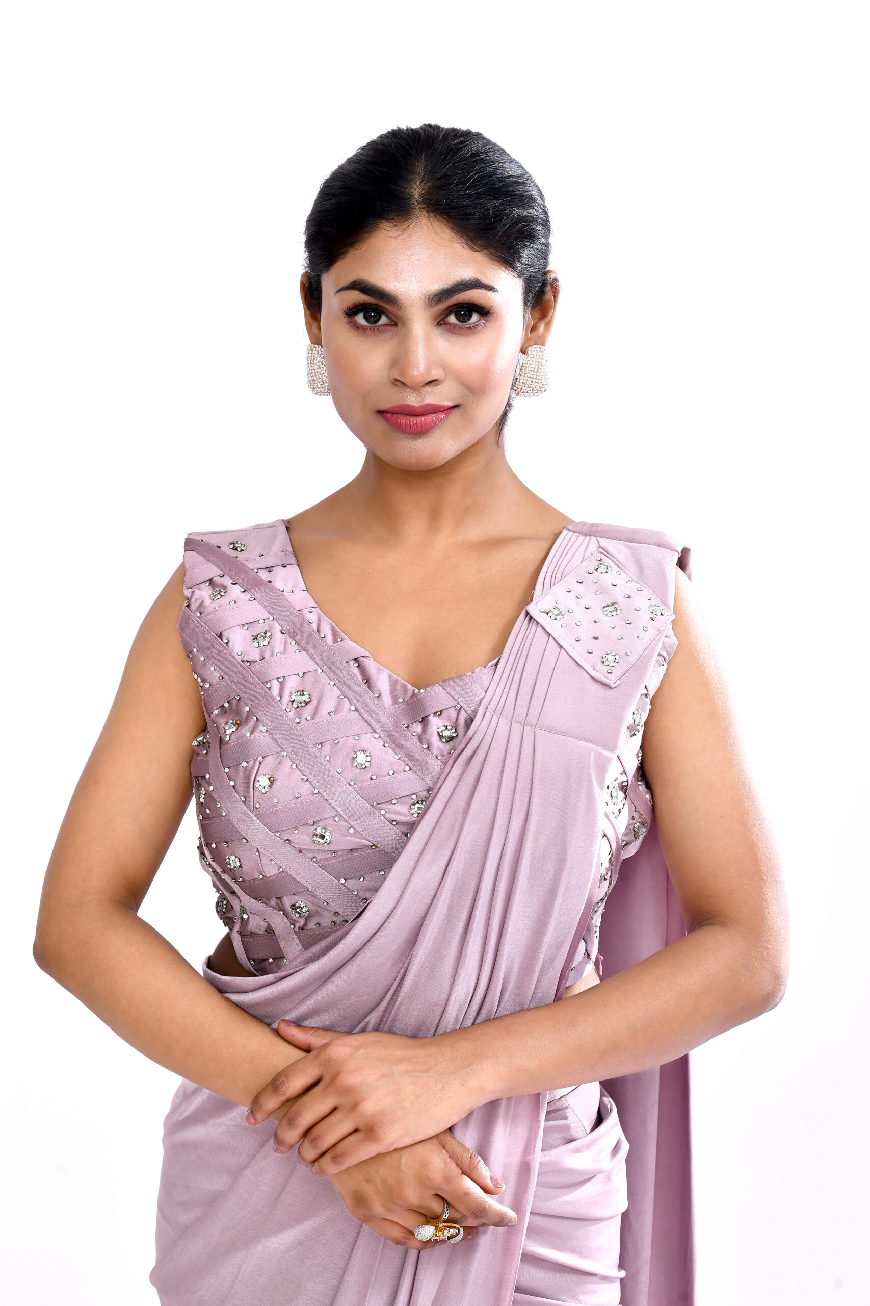 Lavender Mist Drape Saree - Image 3