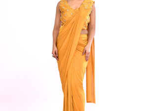 Mustard Yellow Drape Saree