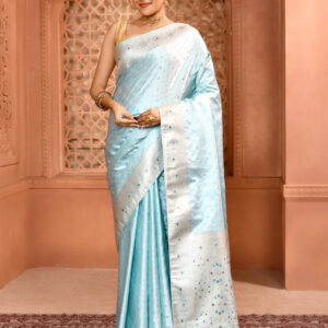 Sea Green Banarasi Silk Saree with Meenakari work