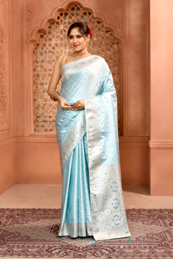 Sea Green Banarasi Silk Saree with Meenakari work