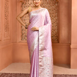 Lavender Banarasi Silk Saree with Meenakari work