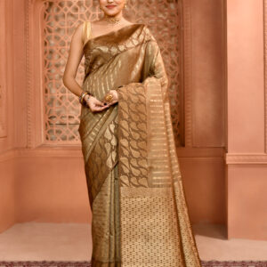 Bottle Green Pure Muga Silk Saree with open par Design