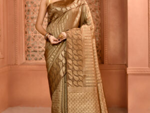 Bottle Green Pure Muga Silk Saree with open par Design
