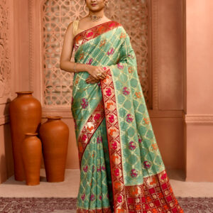 Mint Khaddi Georgette Bandhej work premium saree